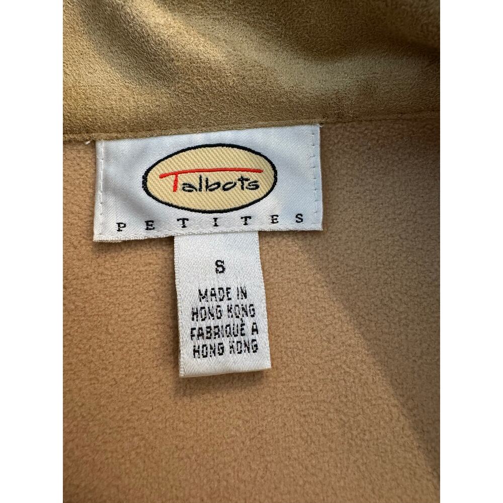 Vintage Talbots Petites Tan Faux Suede Fleece-Lined Zip Vest Size S - Picture 3 of 7